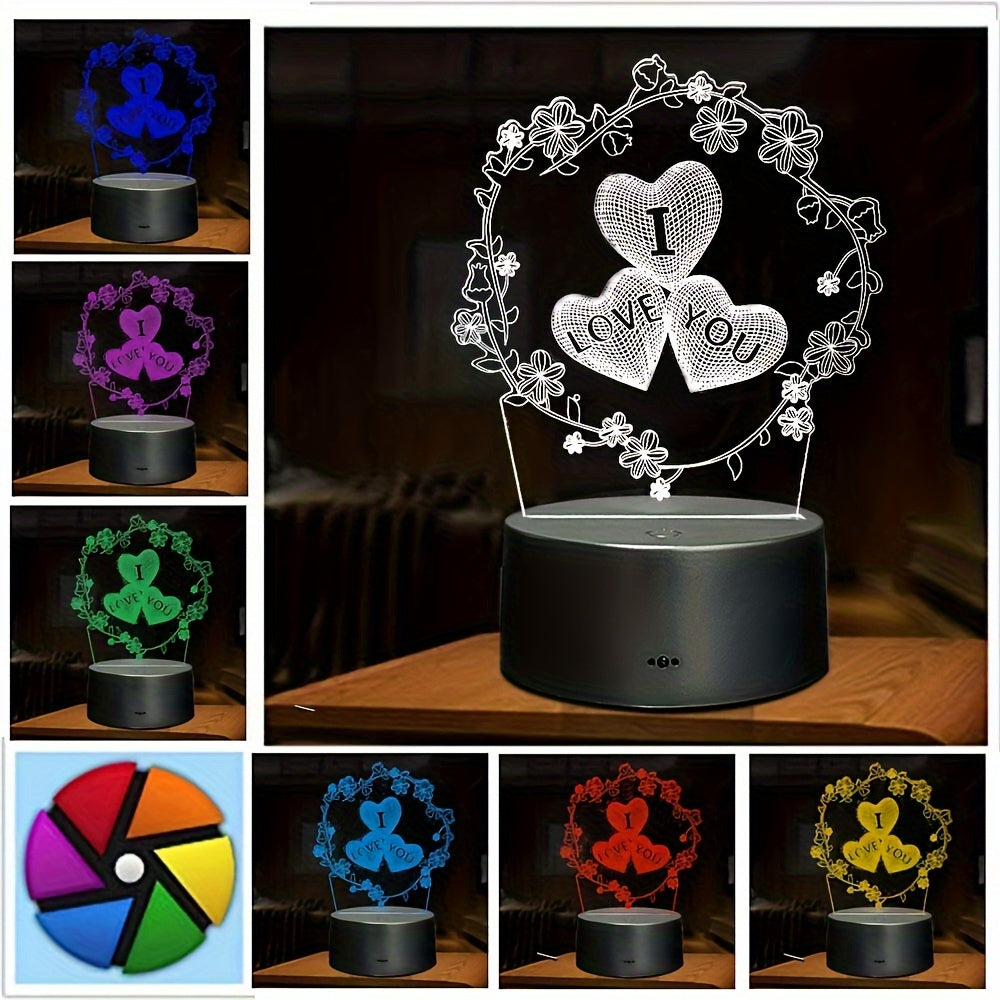 IllusieLicht - Lámpara nocturna 3D corazón de amor