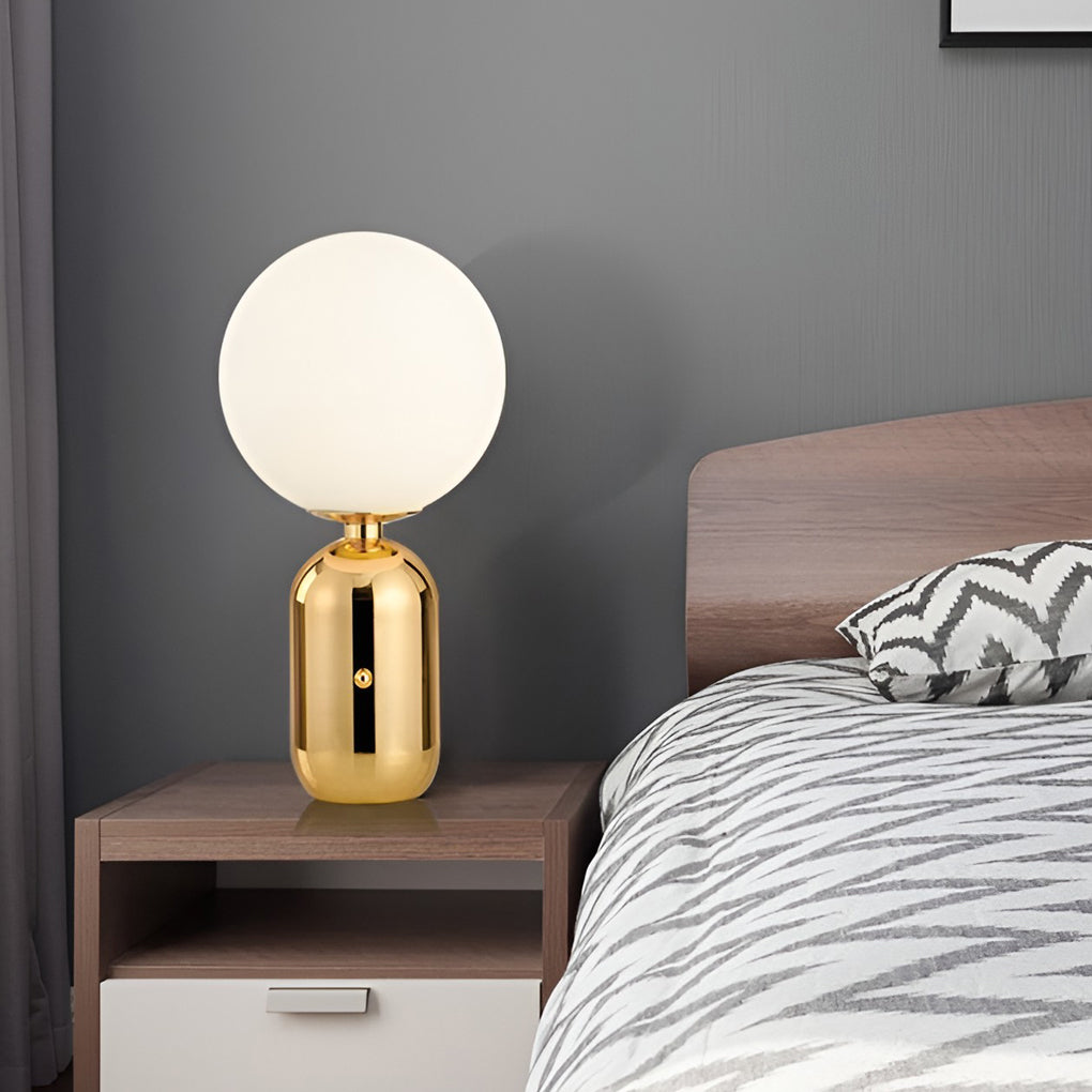 Lámpara de mesa de 1 luz con bolas sopladas a mano, electrochapada, estilo nórdico