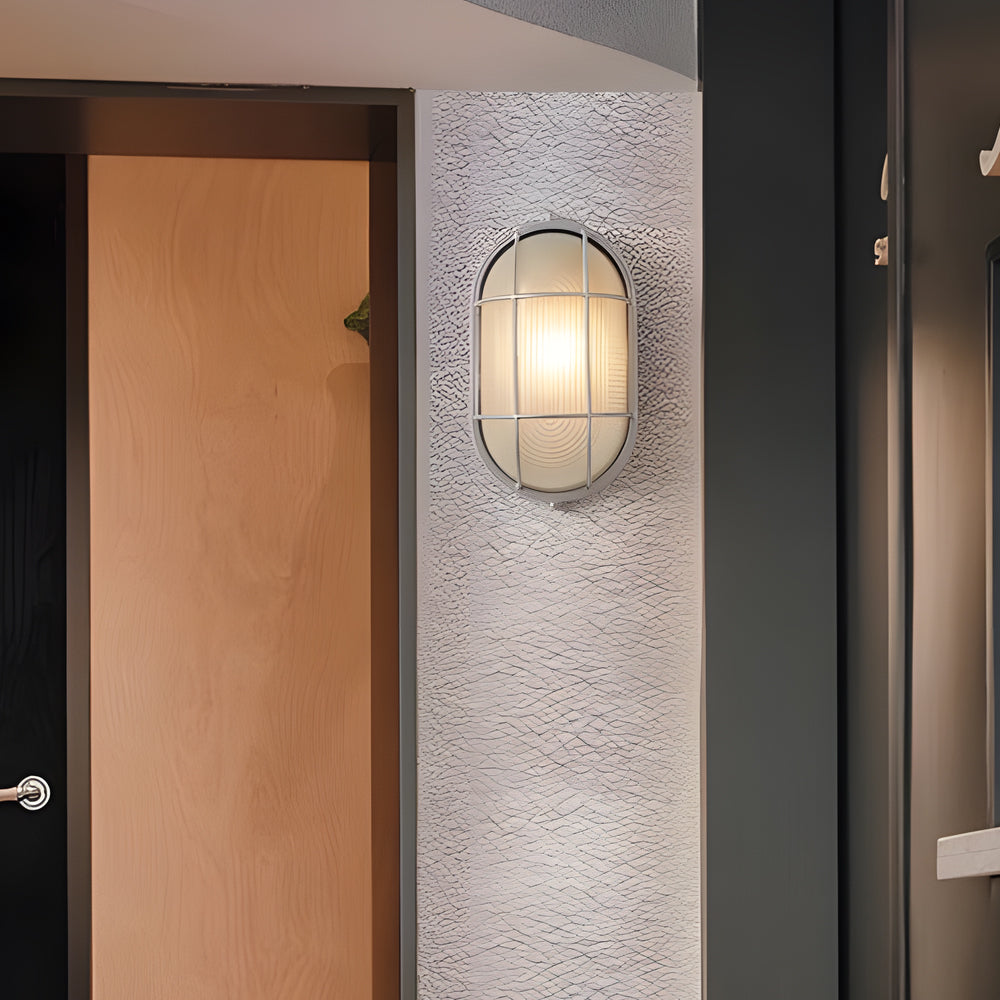 Lámpara de pared exterior ovalada/redonda retro industrial de 1 luz