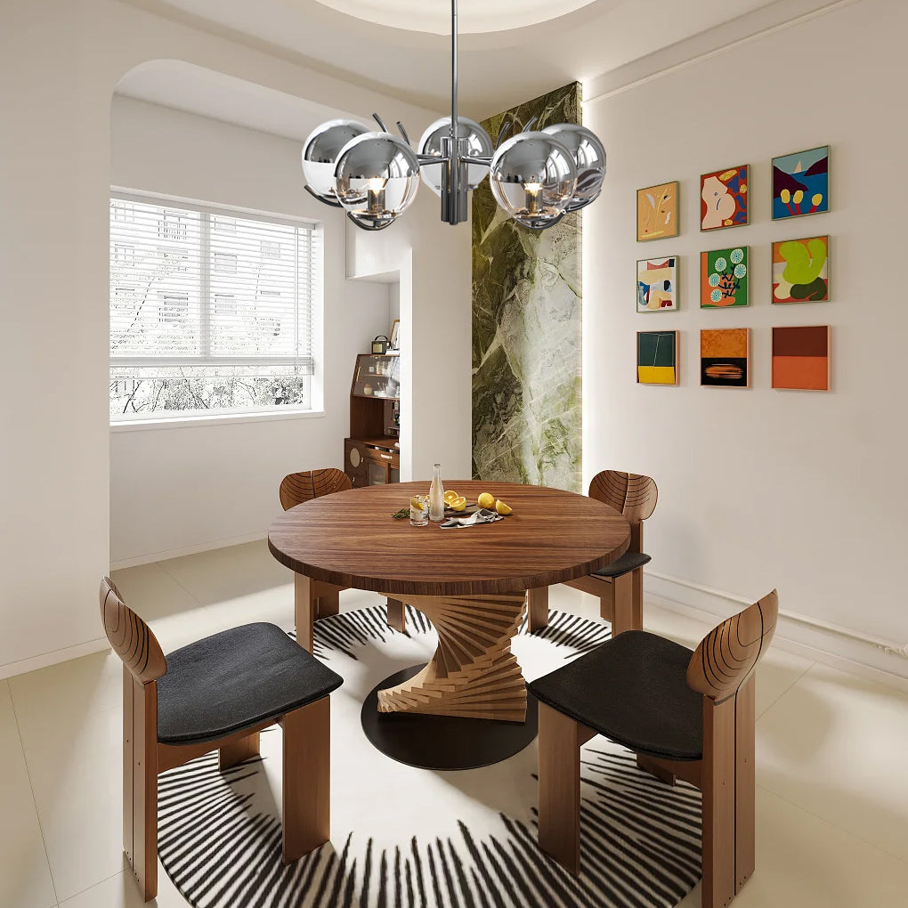 Lámpara de techo nórdica de hierro con globo de vidrio electrochapado de 4/5 luces