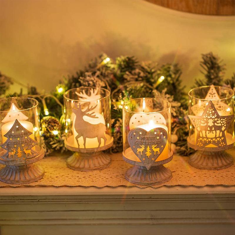 4-Delige Vintage Antieke Pilaar Kandelaar Set