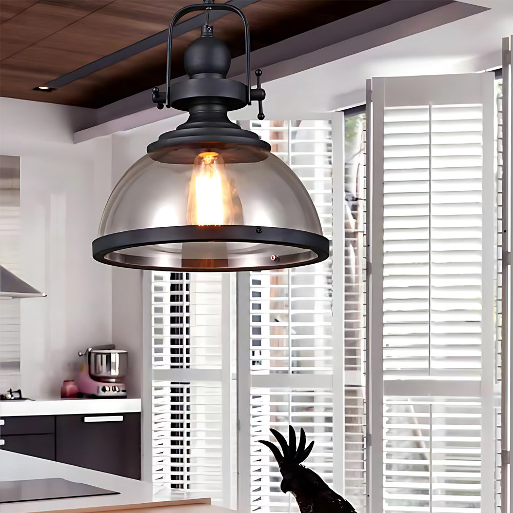 GlassDome - Industriële Vintage Hanglamp met Glazen Koepel voor Keuken en Eetkamer