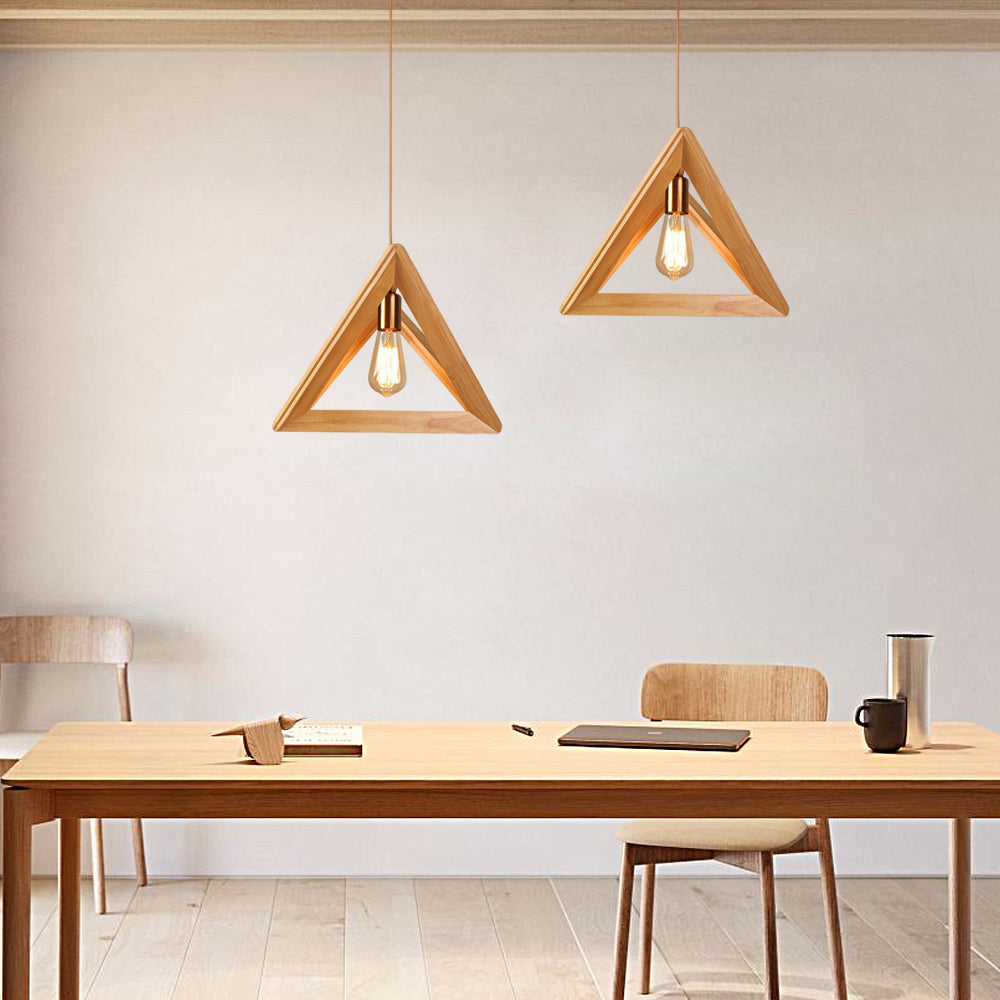 NordicFrame - Lampada a sospensione scandinava con struttura in legno dal design geometrico
