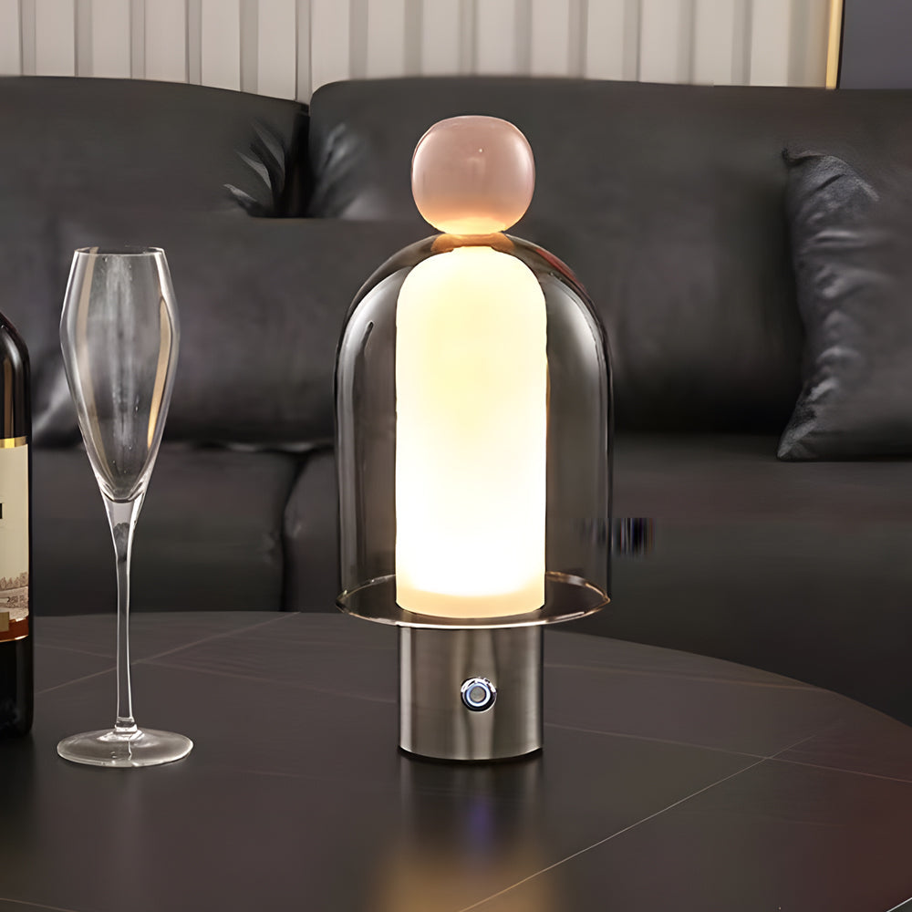 GlowFlow - Lámpara de mesa recargable de vidrio con regulador LED