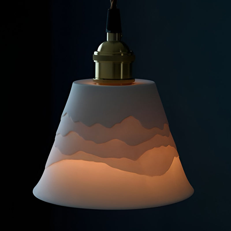 MountainGlow - Mid-Century Ceramic Pendant Lamp with Mountain Motif