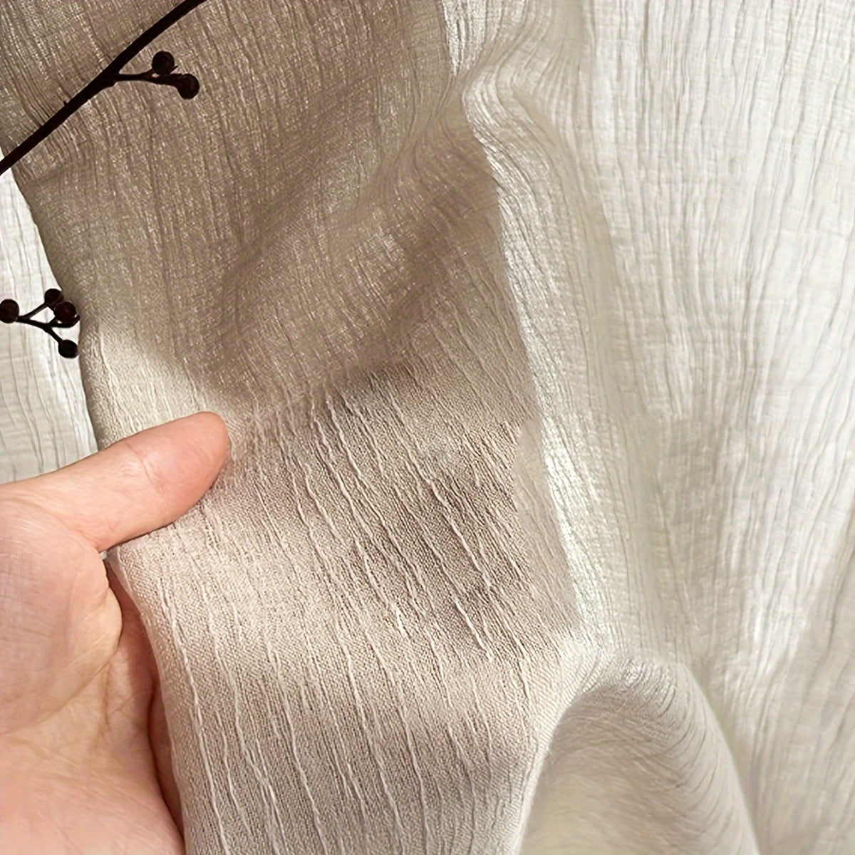 Tendine in Lino Moderno a Rete - 2 Pezzi Stile Canapa Giapponese con Design a Tasca per Asta