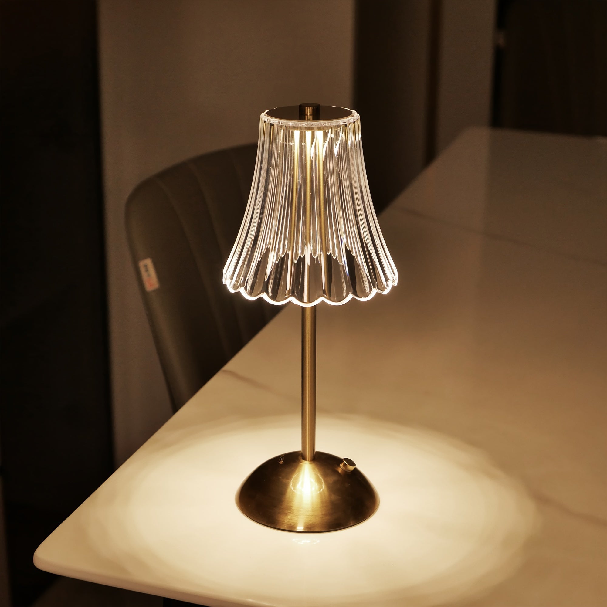 Crystaluxe - Lámpara de mesa de cristal LED con control táctil, luz tricolor