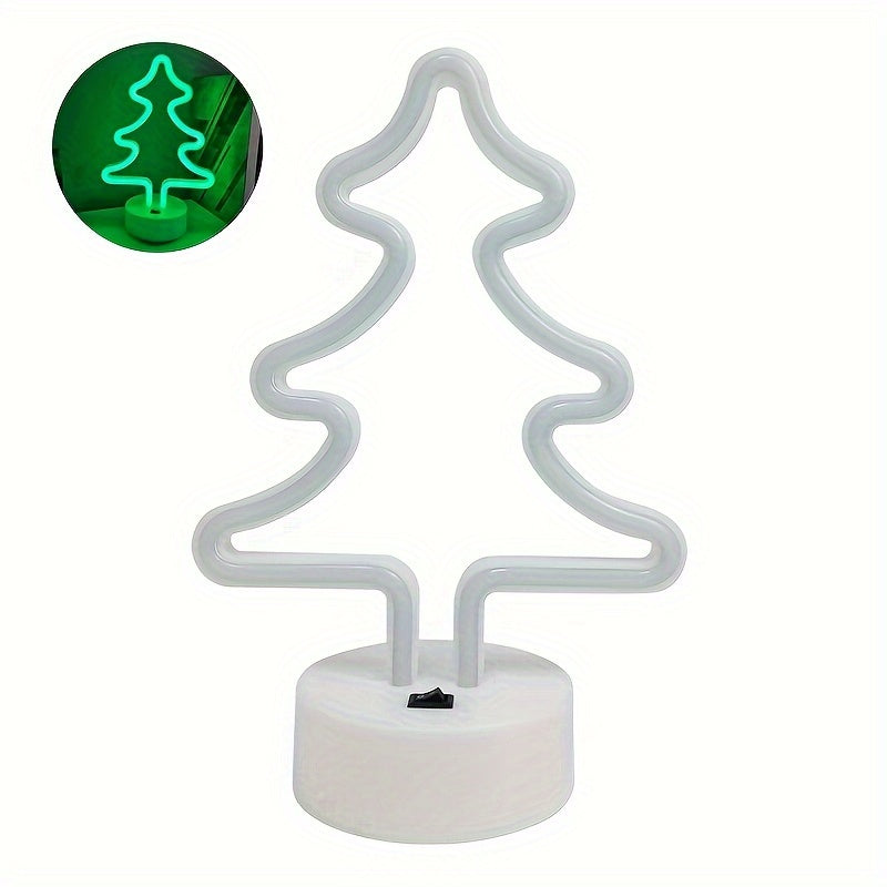 FestiveGlow - Lâmpada de Árvore de Natal Neon LED, Alimentação Dupla USB/Pilha