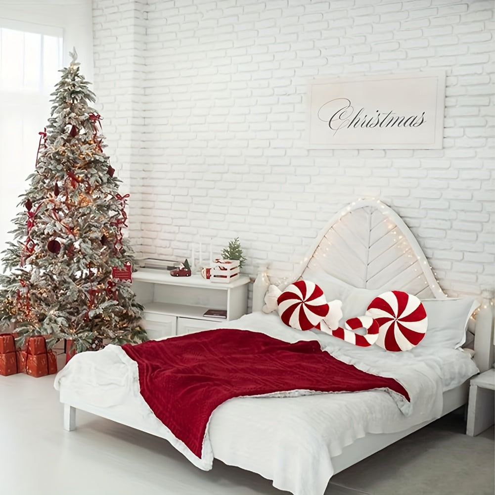 CandyCaneKussen - Vintage Kerstkussen, Handwasbaar, Polyester Vulling