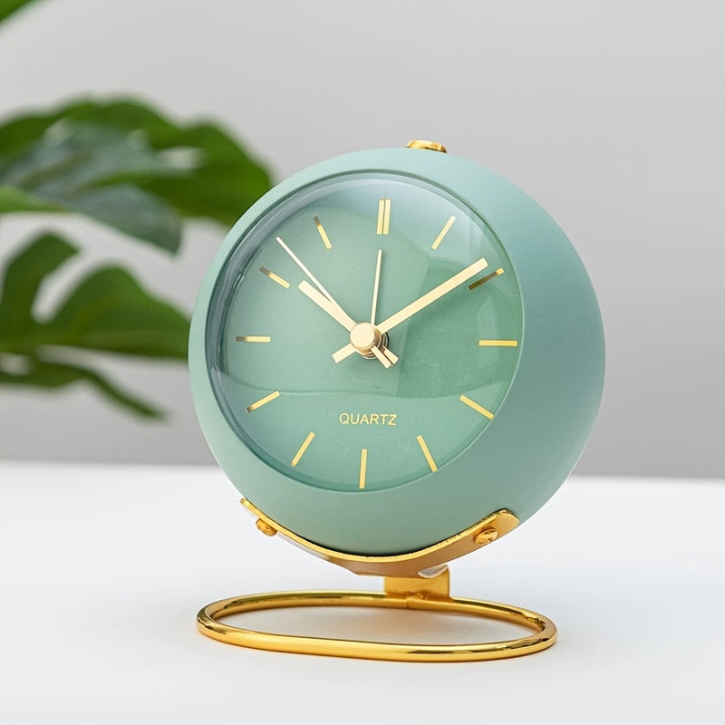 Retro Analog Alarm Clock - Silent Non-Ticking Metal Night Clock