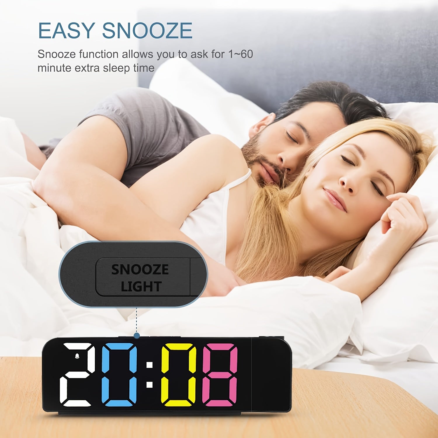 TimeView - Reloj despertador digital con proyección, función de repetición y visualización de fecha