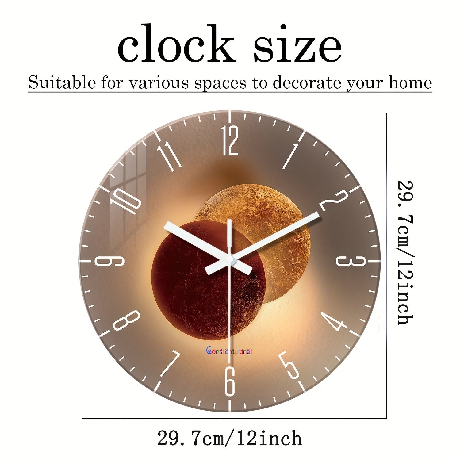 CosmicLight - Reloj de pared redondo silencioso con diseño de planeta