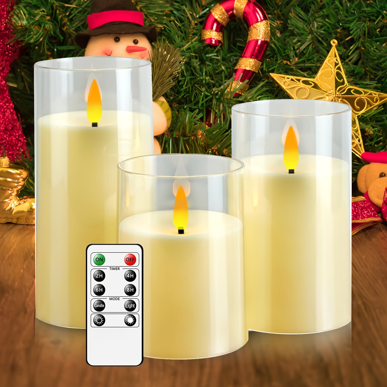 Set di Candele Senza Fiamma con Telecomando - Candele LED per Decorazioni di Natale e Halloween (Set da 3 - Bianco)