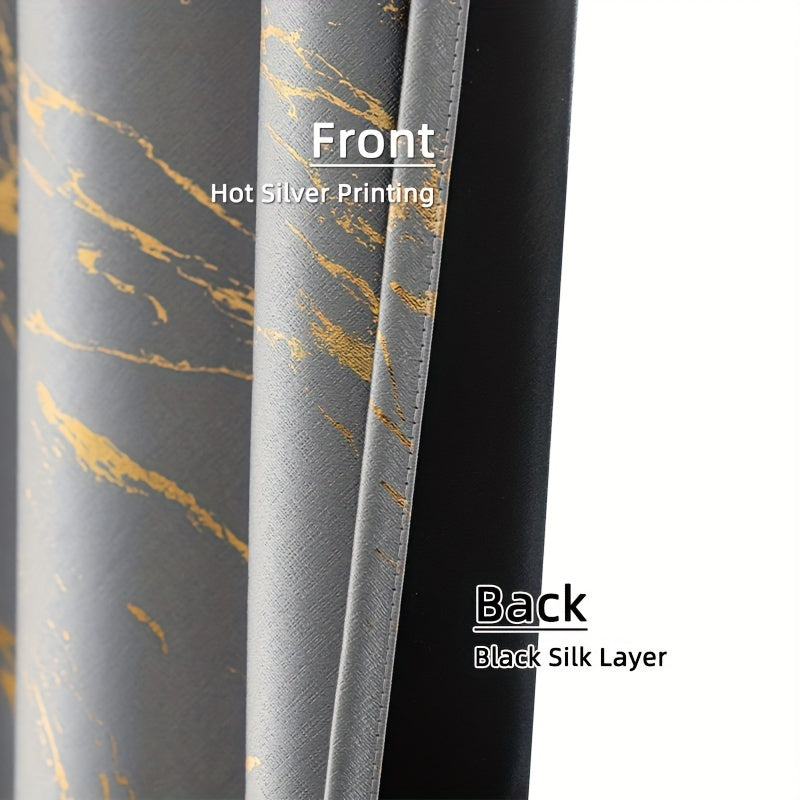 2 Piezas de Cortinas Opacas de Mármol Impresas en Papel Dorado - Cortinas para Privacidad para Sala de Estar y Dormitorio