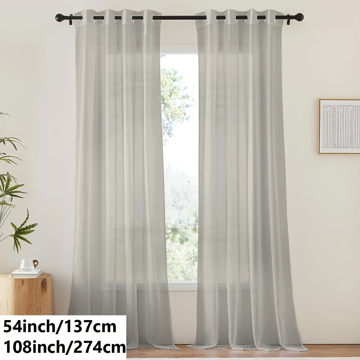 Tende in voile bianco leggero - 2 pezzi con occhielli per soggiorno e camera da letto