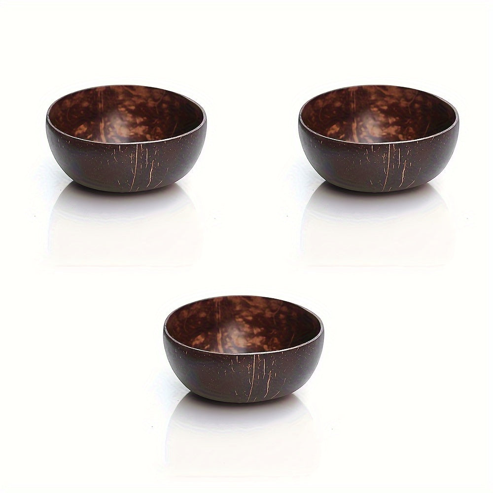 EcoBowls - 3-delige Kokosnootschalen Set met Planten-thema