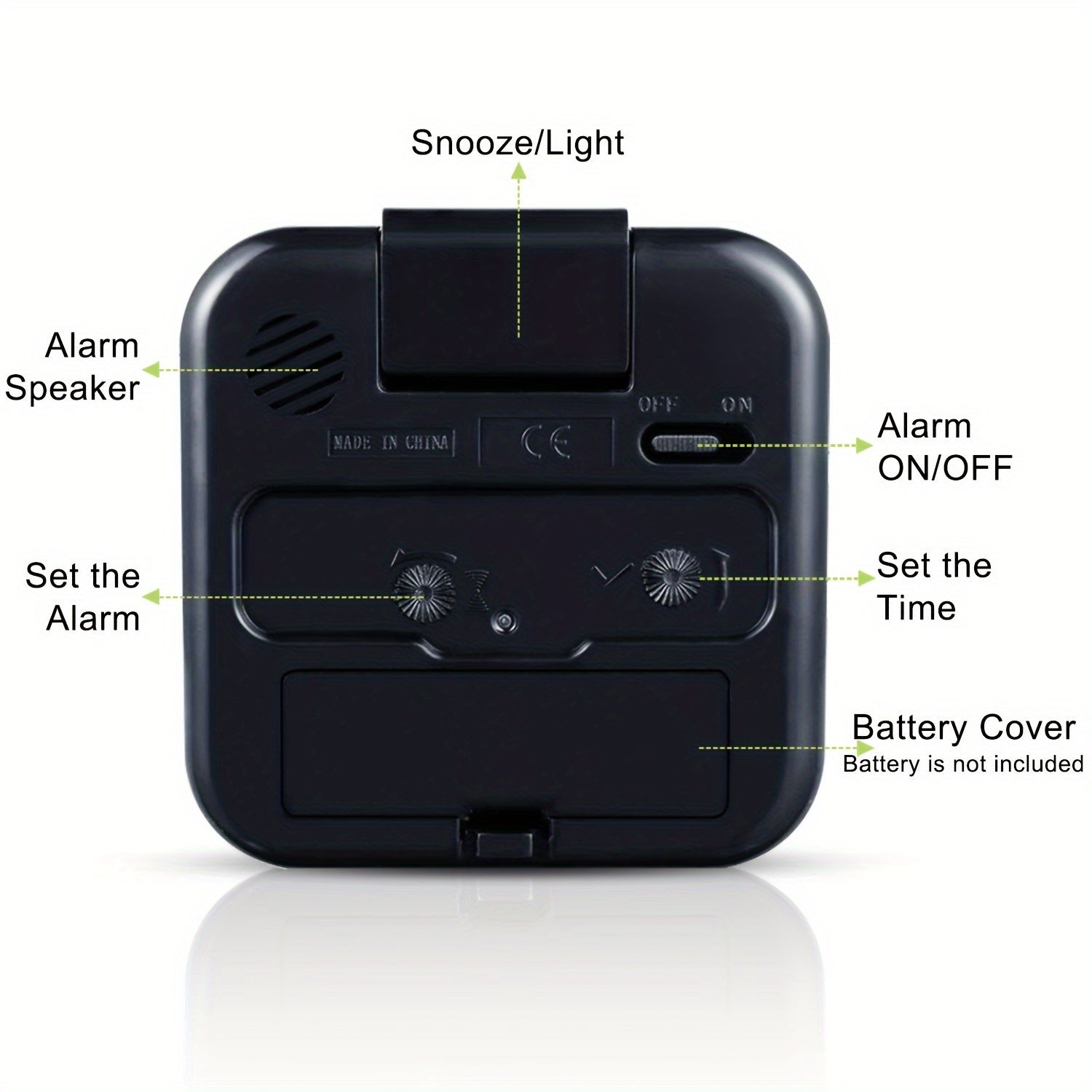 TimeRest - Klassieke Vierkante Reiswekker met Snooze en Lichtgevende Wijzers