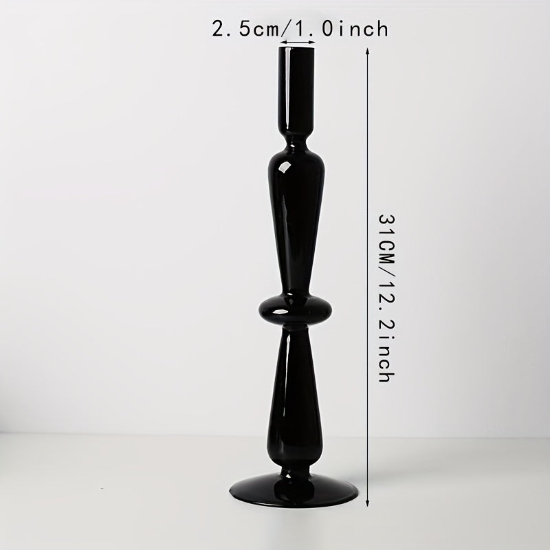 1pc Juego de Candelabros de Vidrio Creativos y Minimalistas - Jarrón de Vidrio Lacado para Decoración de Mesa en Sala de Estar, Comedor y Cena Romántica