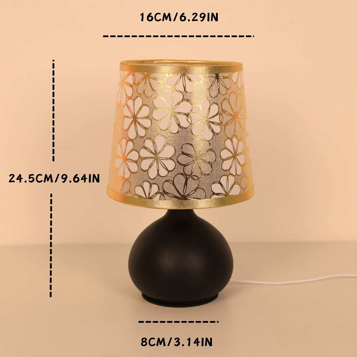 RetroLamp - Lámpara de mesa moderna escandinava de tela con base metálica USB