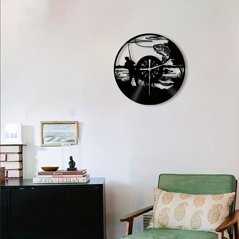 VinylCatch - Reloj de Pared de Pesca Vintage