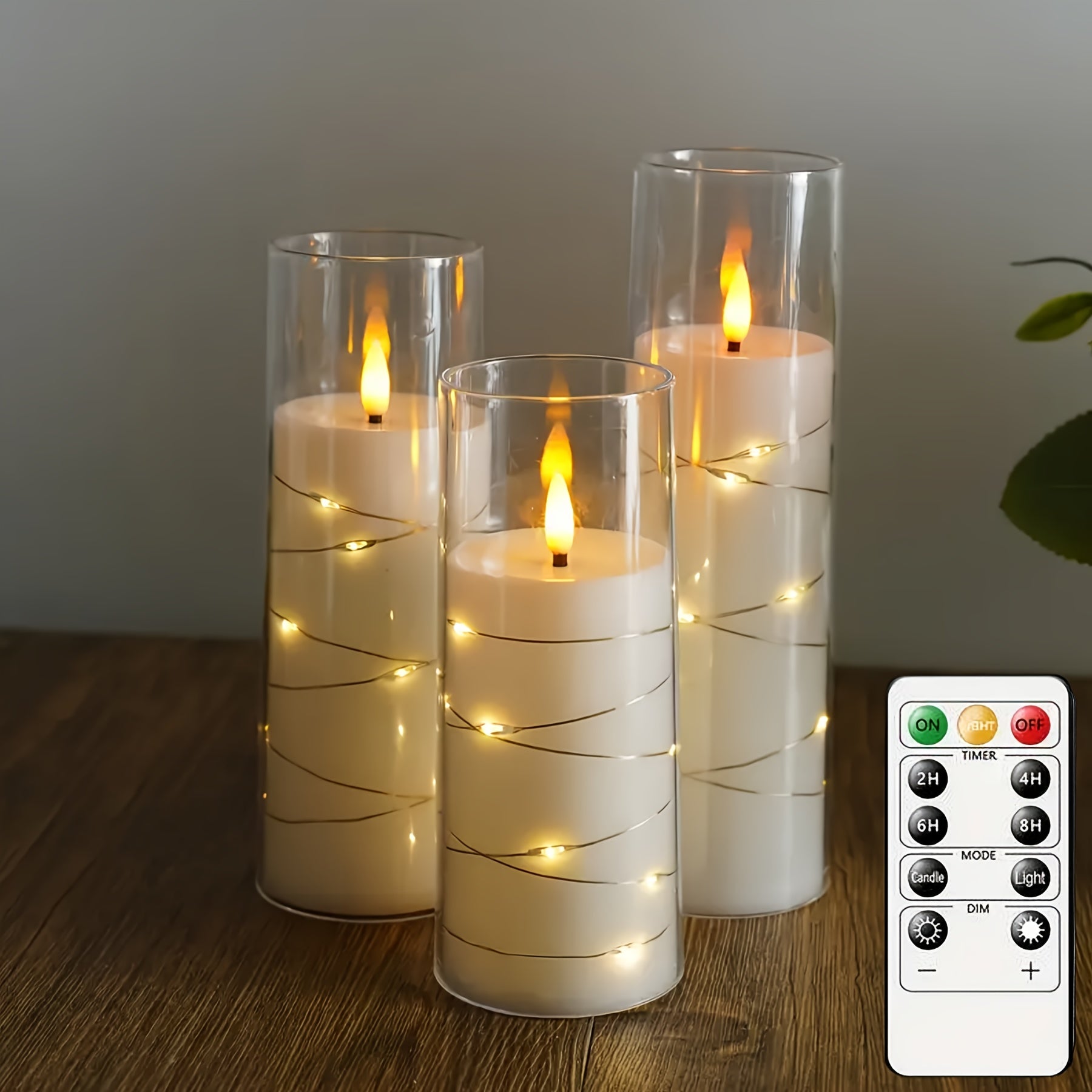 Set di 3 Candele LED Romantiche con Telecomando - Luminosità Regolabile e Funzione Timer, Ideali per Feste, Matrimoni e Decorazioni per Hotel