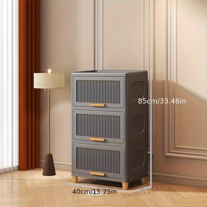 Zwart Flip-Top Opbergkast – Veelzijdige Rechthoekige Kunststof Opslag voor Huis, Keuken en Kantoor