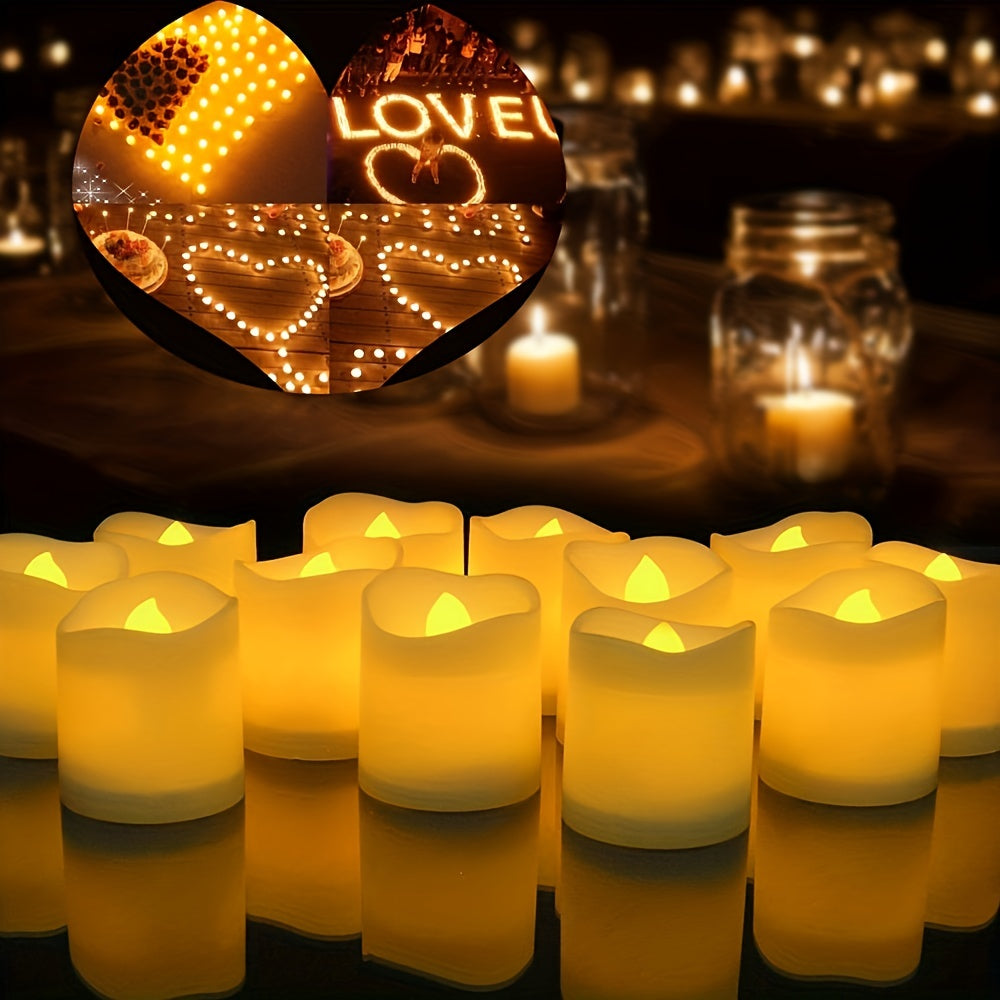 Confezione da 24/50/100 Candele LED Senza Fiamma – Candele Tealight Lampeggiante a Batteria, Senza Fumo e Romantiche per Matrimoni e Proposte