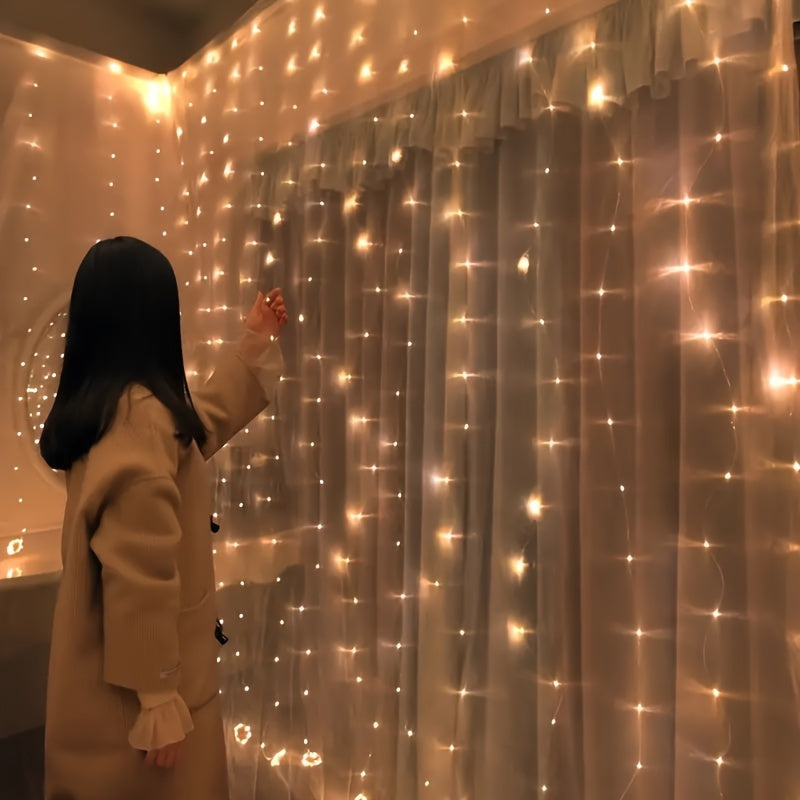 LumiGlow - 300 LED Warm Witte USB Gordijnverlichting met Afstandsbediening