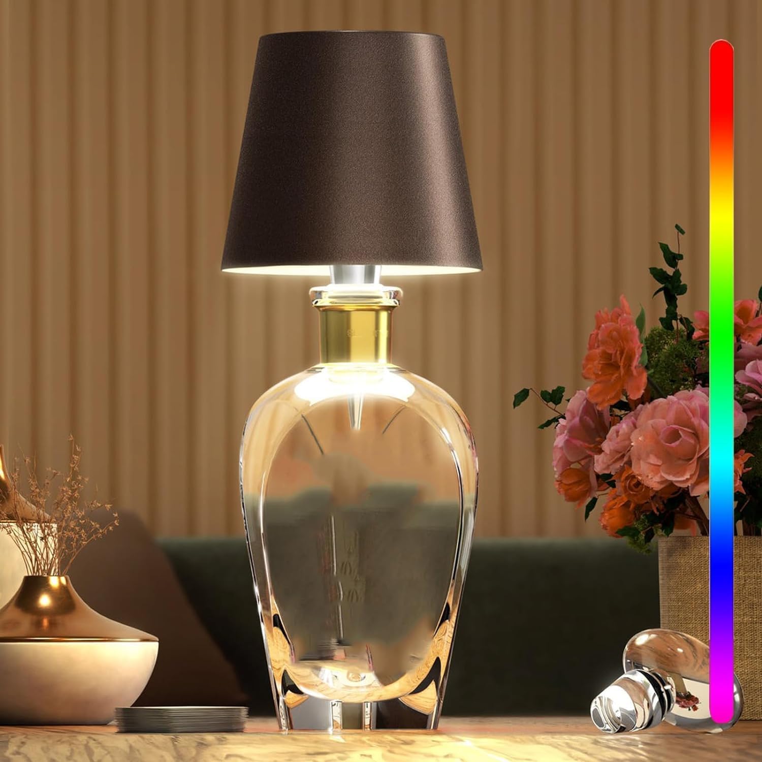 GlowBottle - LED Fleslamp met Dimbare Touchbediening, Draadloos & Oplaadbaar