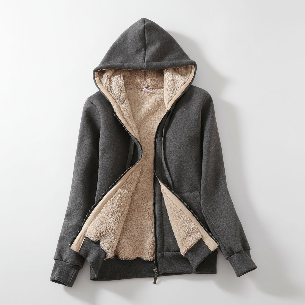 Dames Jas Hoodie Fleece Gevoerd Warm Winter Jack Capuchon