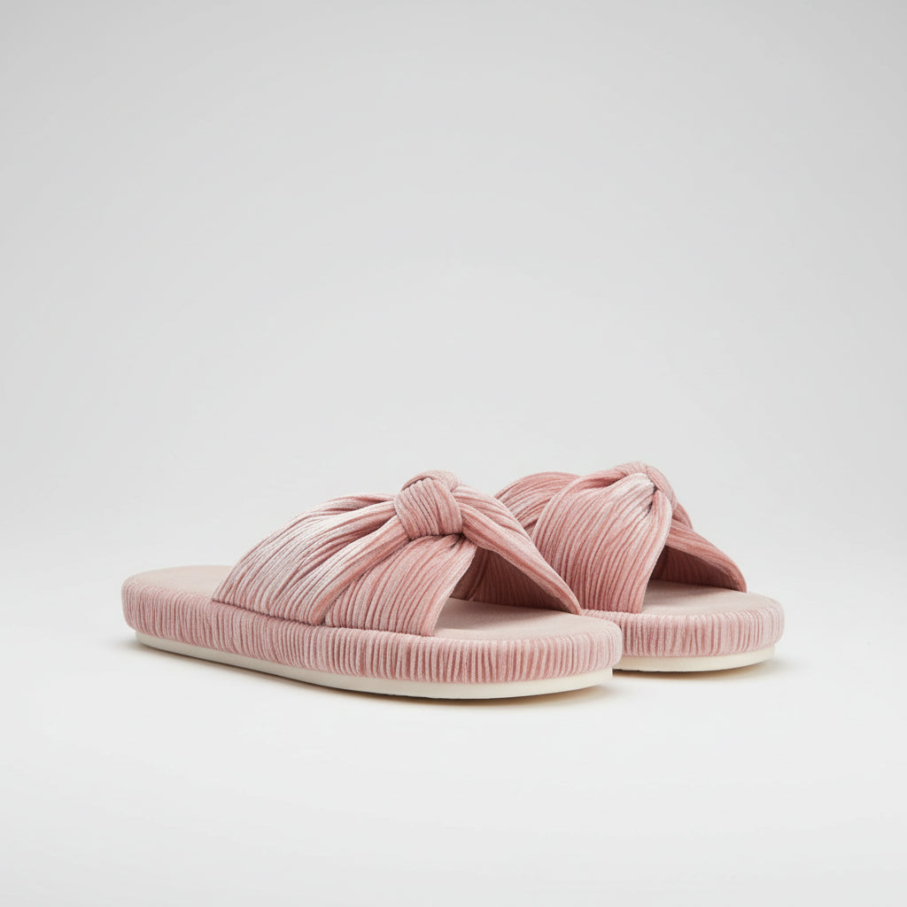 Slippers Dames Corduroy Kruisband Strik Memory Foam