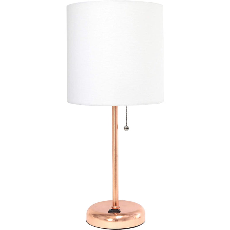 Stick Charging Outlet - Table Lamp with Fabric Lampshade and Charging Function