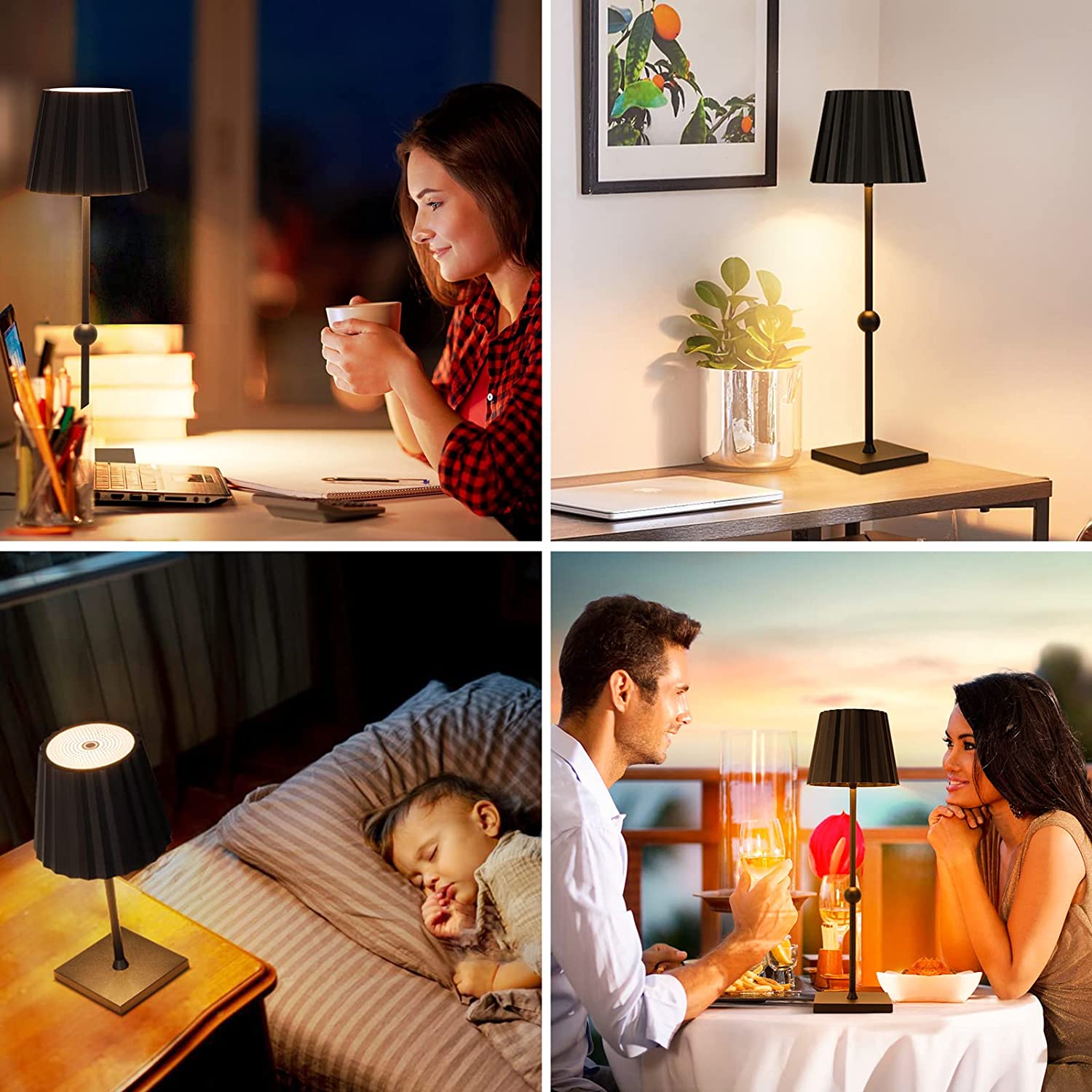 Wireless Table Lamp with Stepless Dimmable LEDs