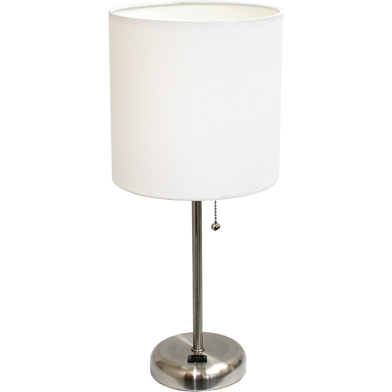 Stick Charging Outlet - Table Lamp with Fabric Lampshade and Charging Function