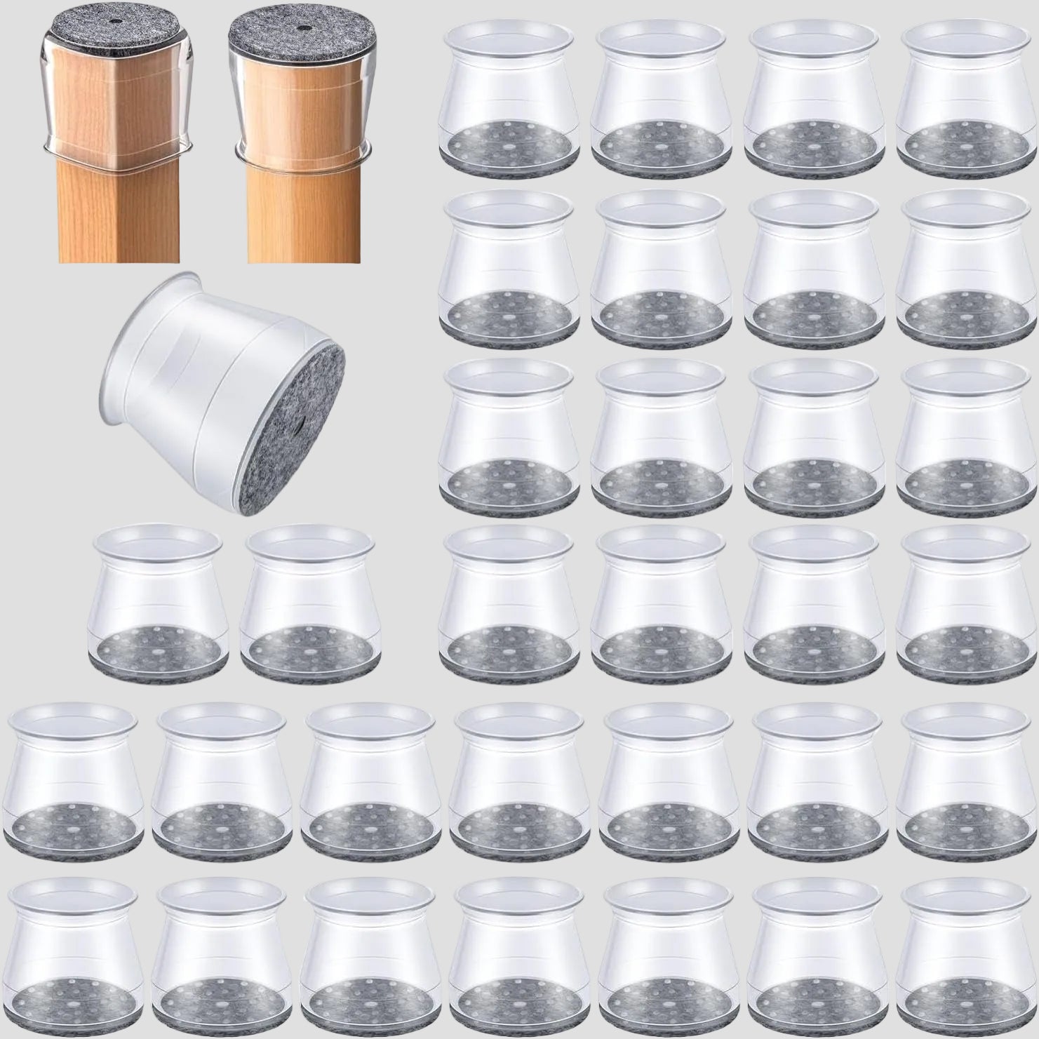 Protectores para Pés de Cadeira em Feltro de Silicone Silencioso