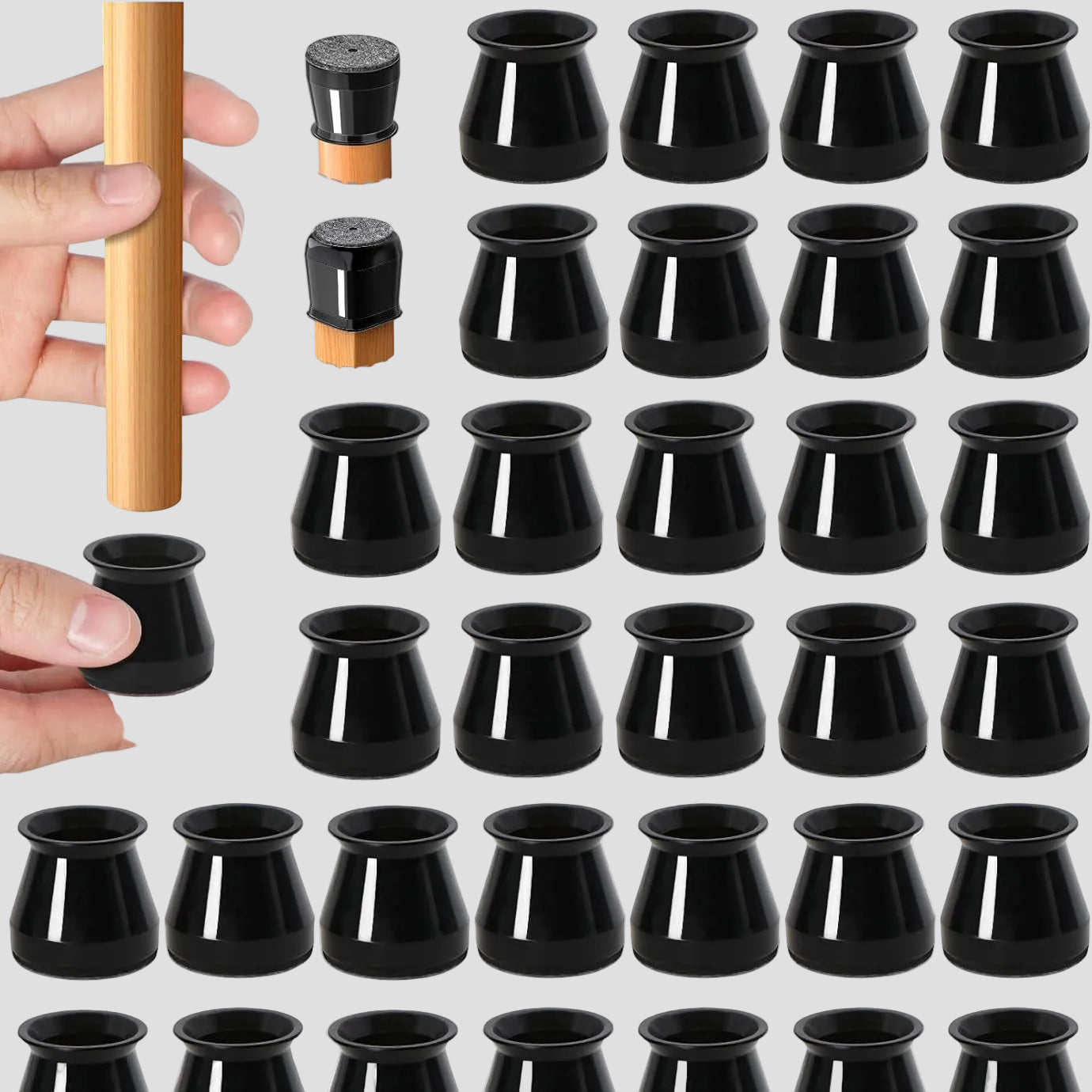 Protectores para Pés de Cadeira em Feltro de Silicone Silencioso