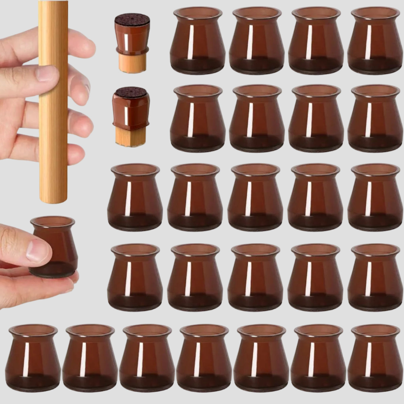 Protectores para Pés de Cadeira em Feltro de Silicone Silencioso