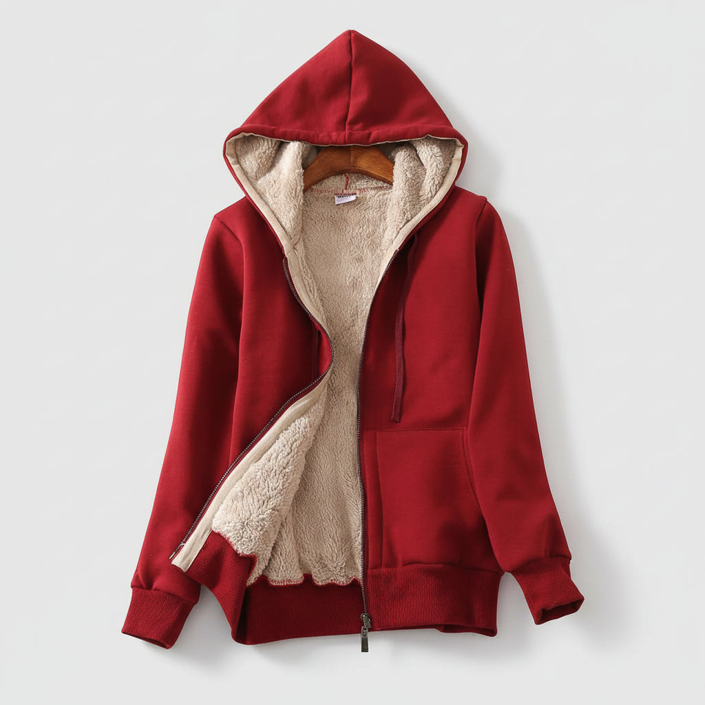 Dames Jas Hoodie Fleece Gevoerd Warm Winter Jack Capuchon