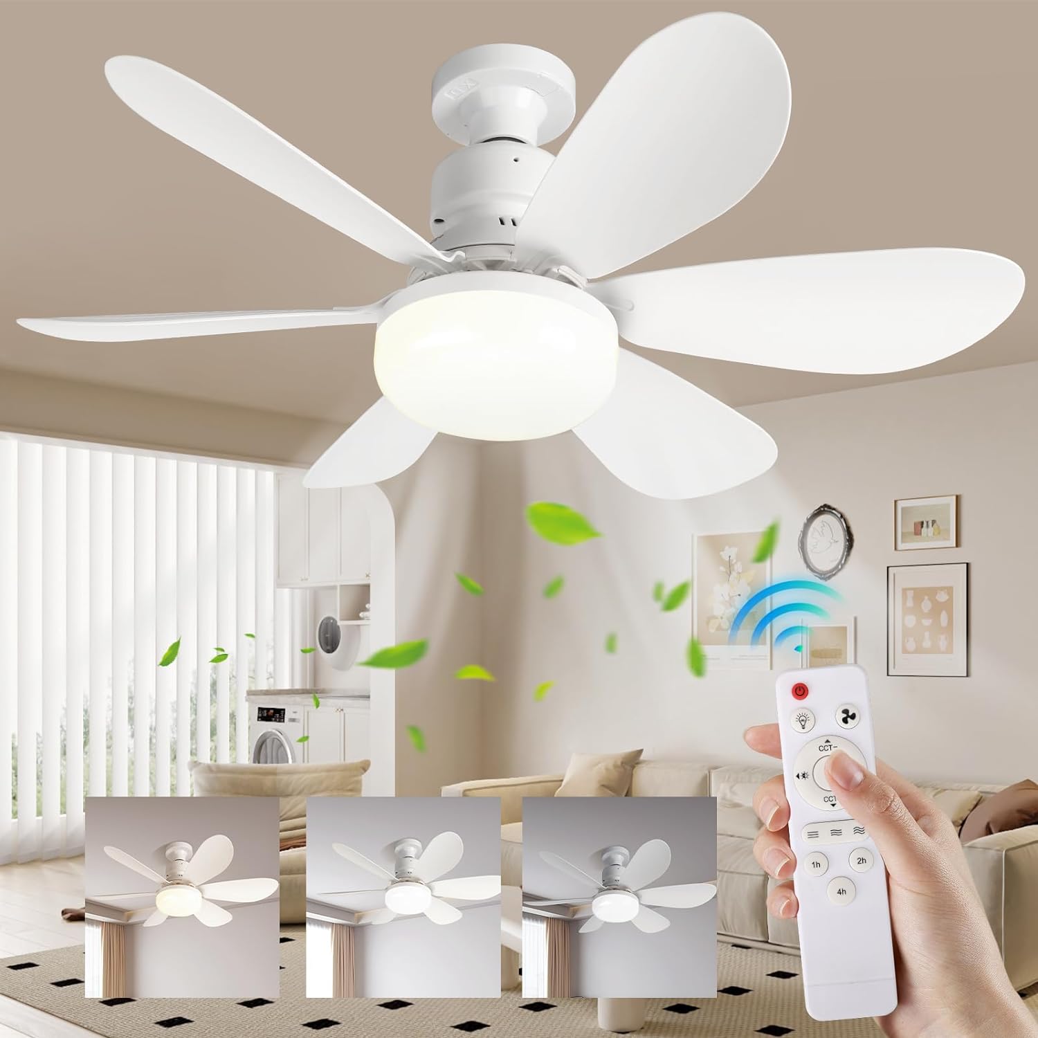 Ventilatore da soffitto con telecomando e illuminazione LED regolabile