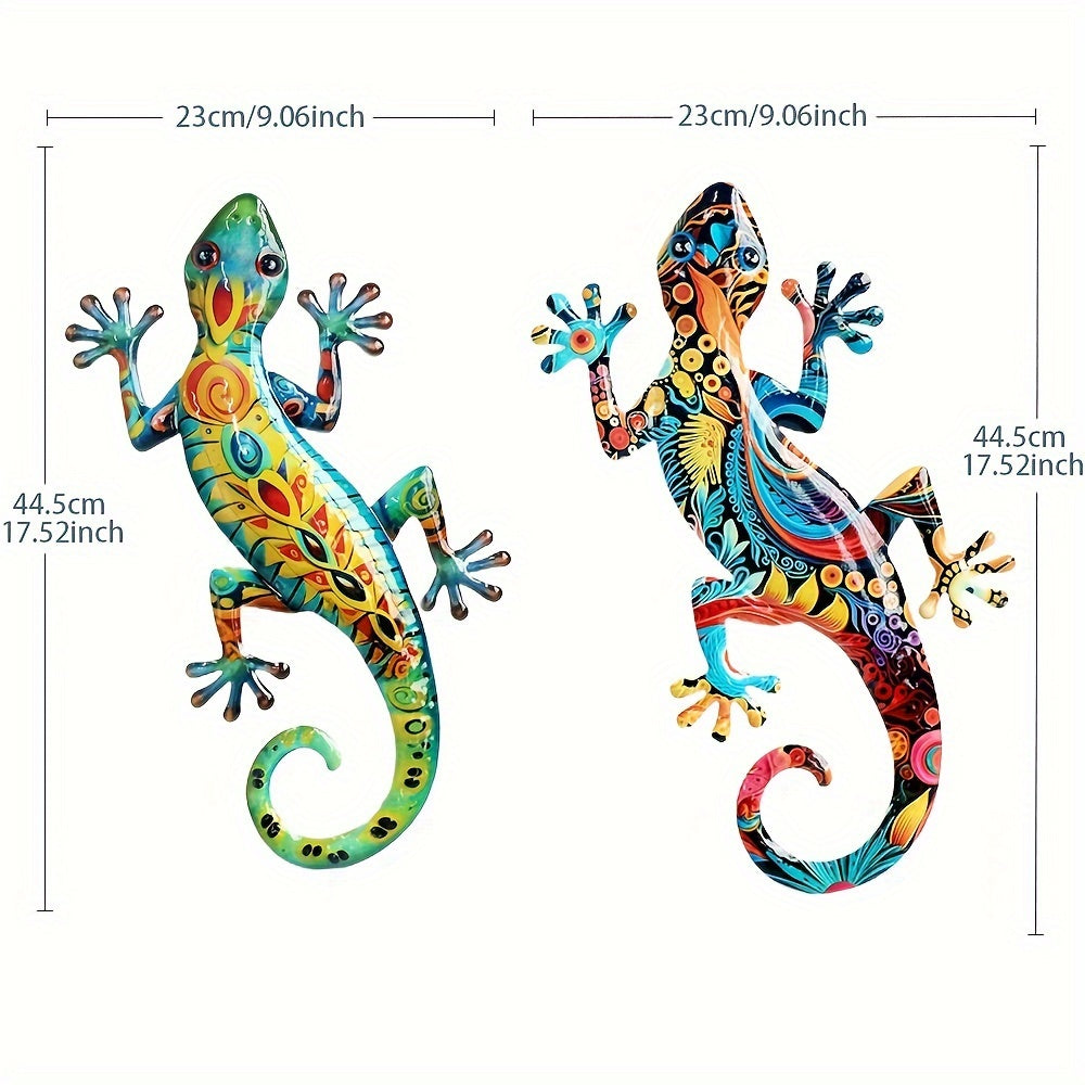 GekkoDecor - 2 stuks Grote Metalen Gekko Wanddecoratie