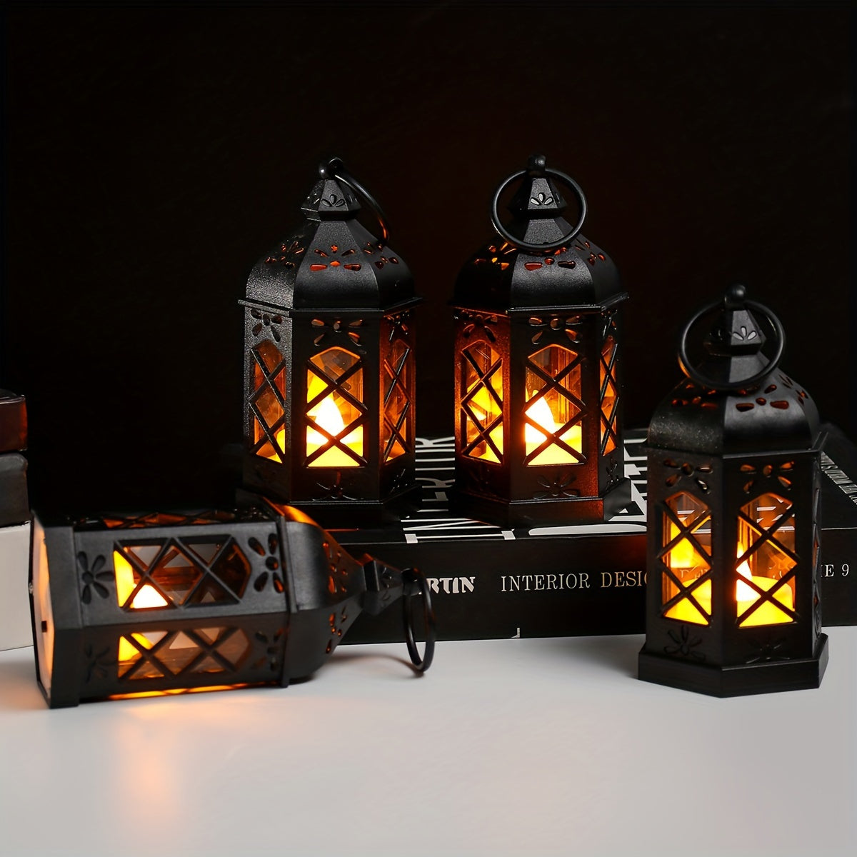 LuxeGlow - Rustic LED Lanterns, Set of 2/4/6/12, Vintage Battery-Powered Hanging Decoration for Parties & Christmas