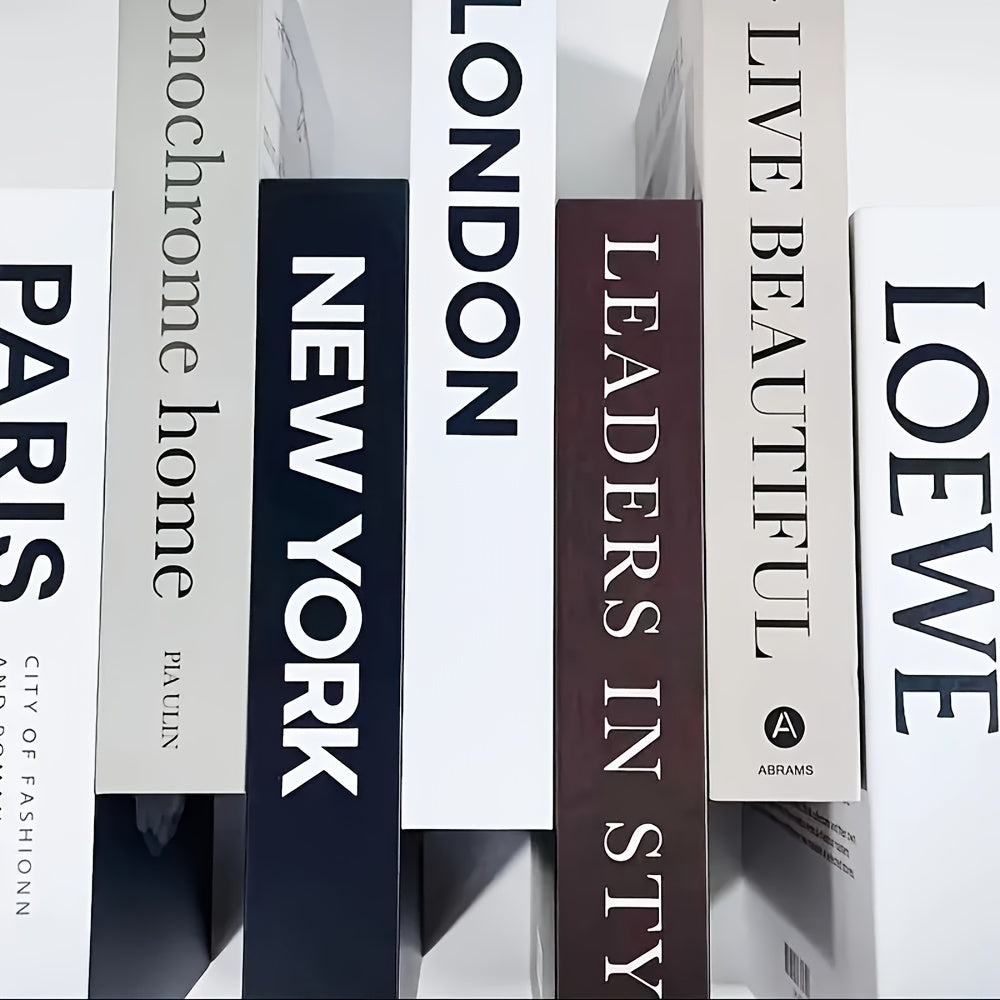 Set di 7 Fermalibri Decorativi in Stile Classico - Libri Finti per Decorazione da Tavolo e Mensola