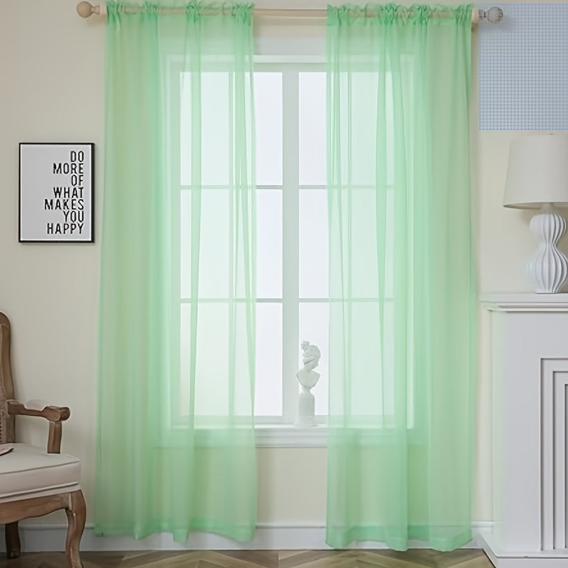 Cortinas semitransparentes - Paquete de 2 cortinas ligeras y transpirables de poliéster para dormitorio y puertas de terraza