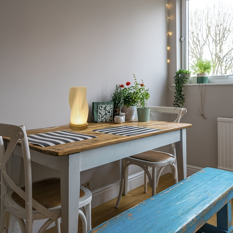 CozyLight - Lámpara nocturna LED con base de madera, alimentada por USB, regulable