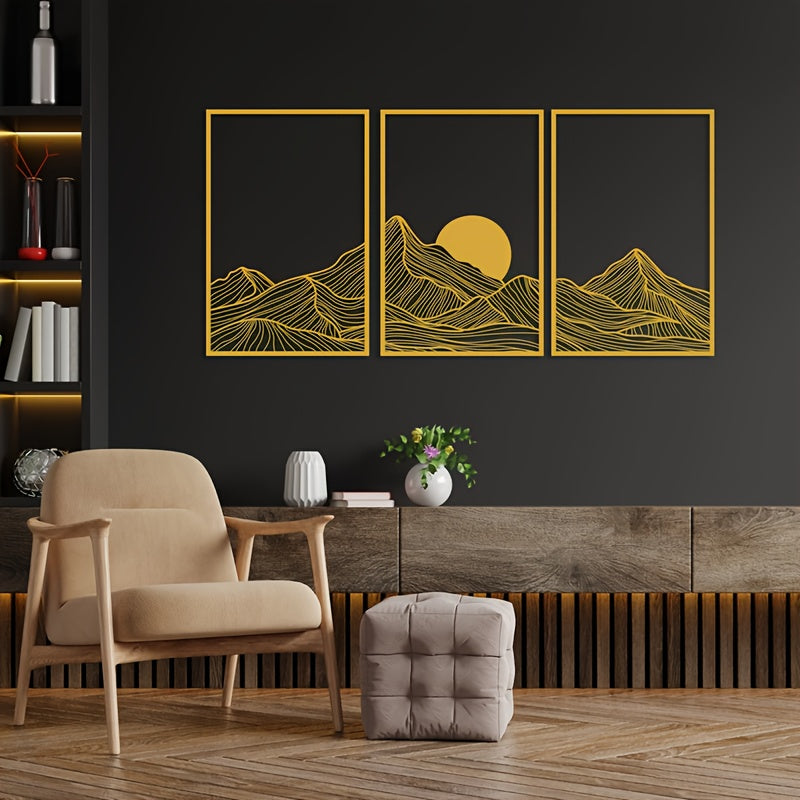 NatureSet - 3-delige Metalen Wandkunst