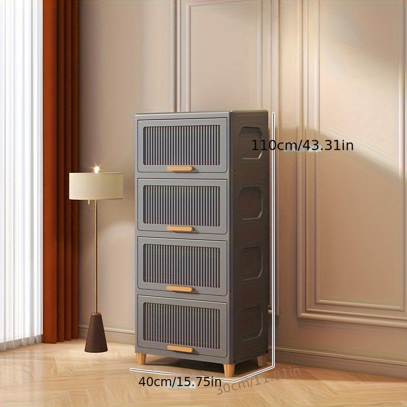 Zwart Flip-Top Opbergkast – Veelzijdige Rechthoekige Kunststof Opslag voor Huis, Keuken en Kantoor