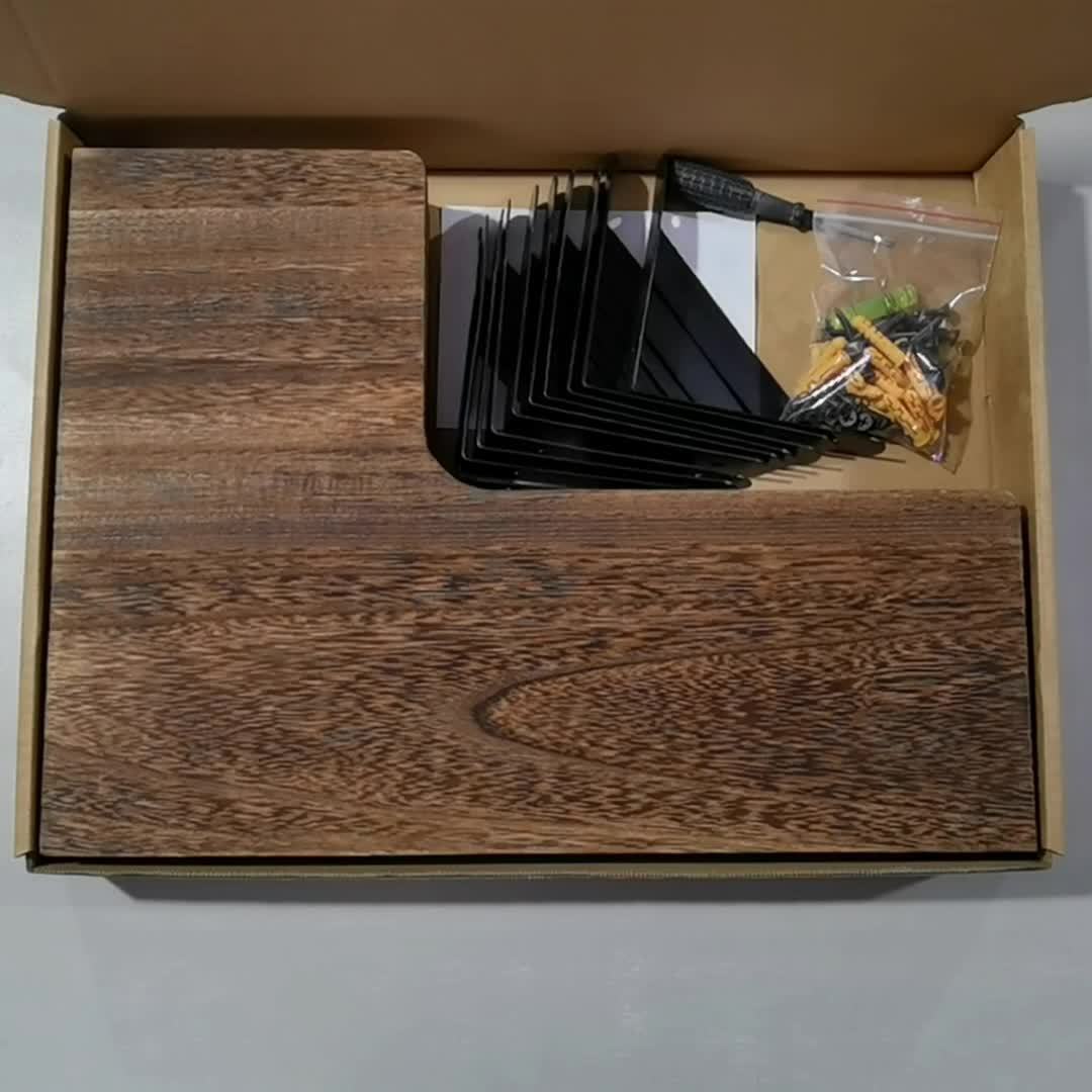 RusticCorner - 3/5 Stuks Zwevende Hoekplank - Houten Wanddecoratie en Opbergrek