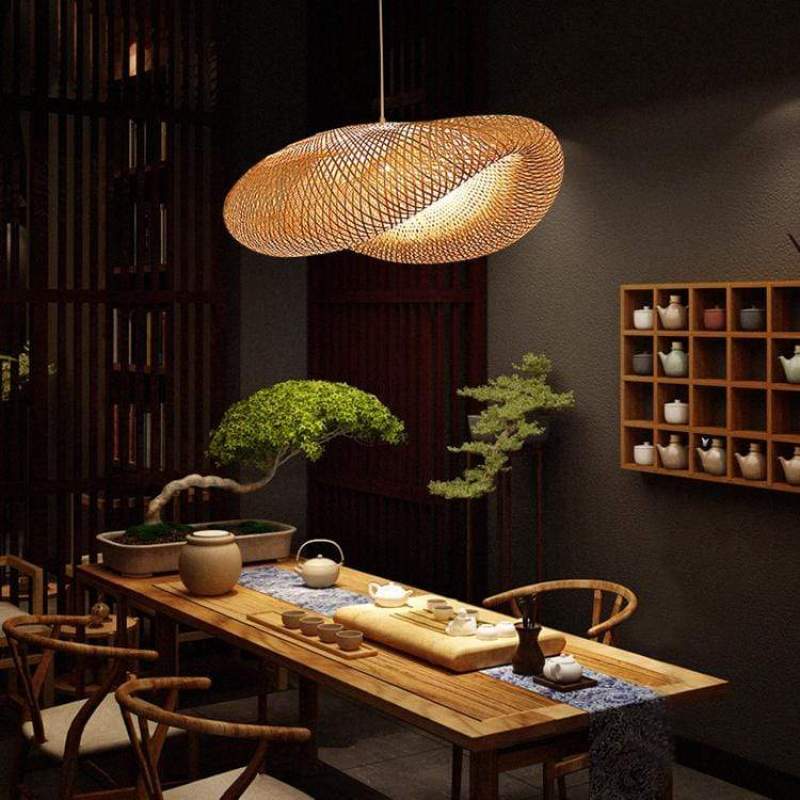 ZenBamboo LED Hanging Lamp Bamboo Spheres for Bedroom