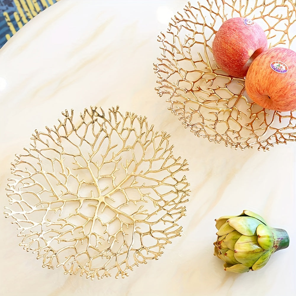 MetalServe-Koraal - Luxe Open Fruitkom voor Huisdecoratie, Salontafel & Eetkamer