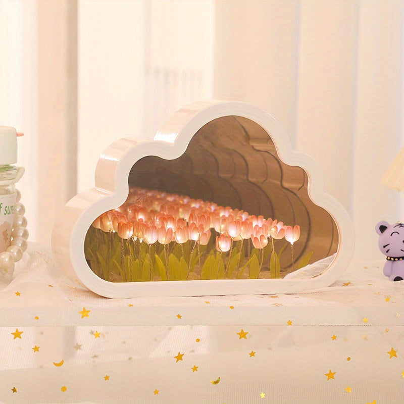 Candeeiro de tulipa - Luz noturna LED com desenho de flor